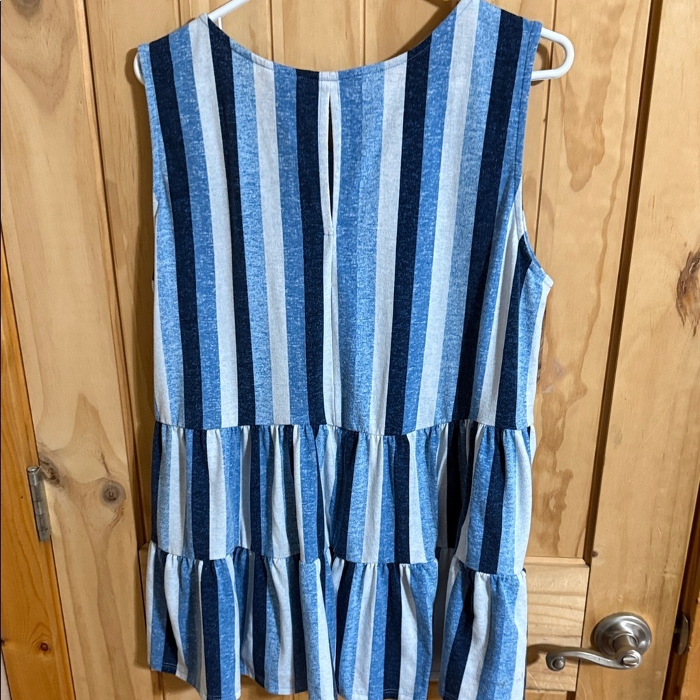 LuLaRoe Blue Striped Blouse - Picture 3 of 6